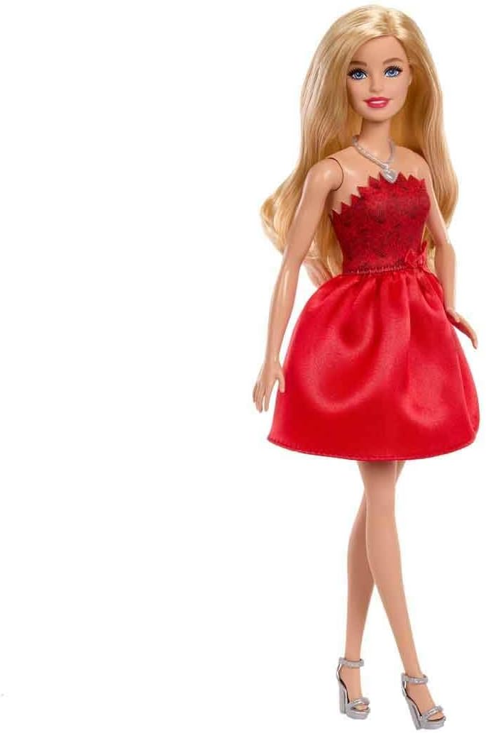 Barbie 80ème Anniversaire de Mattel Poupée Blonde avec Robe Rouge, Chaussures et Collier argentés, Jouet à Collectionner, JGD25 – Image 2