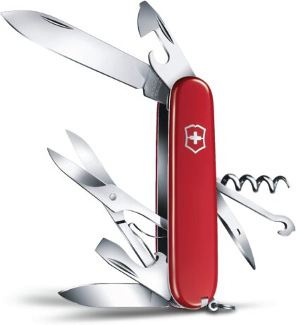 VICTORINOX Couteau Suisse Climber, 14 Fonctions, Swiss Made, Outil Multifonction, y c. Ciseaux, Lame, Ouvre-Boîtes, Tire-Bouchon, Tournevis, Rouge