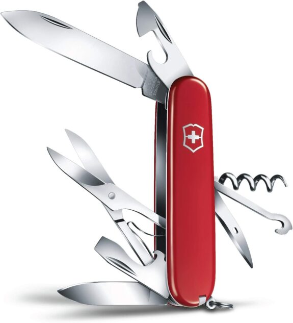 VICTORINOX Couteau Suisse Climber, 14 Fonctions, Swiss Made, Outil Multifonction, y c. Ciseaux, Lame, Ouvre-Boîtes, Tire-Bouchon, Tournevis, Rouge
