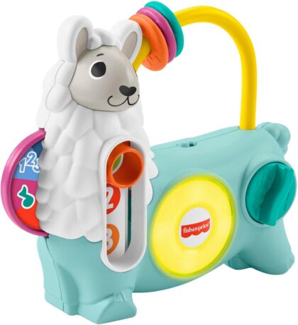 Fisher-Price Linkimals Emma le Lama, version française, jouet électronique pour bébé et tout-petit, jouet lumineux et musical, Jouet Éveil, Dès 9 mois, HNM89