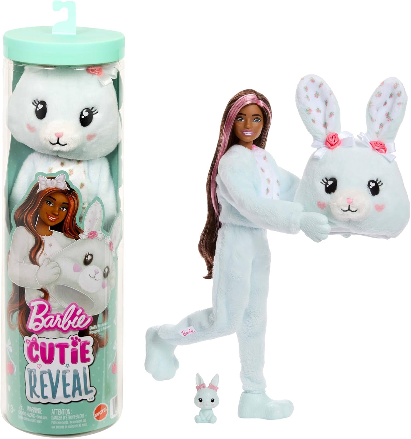 Barbie Poupée Cutie Reveal & accessoires, série Bunny | avec 10 surprises dont changement de couleur et mini animal, JJP65