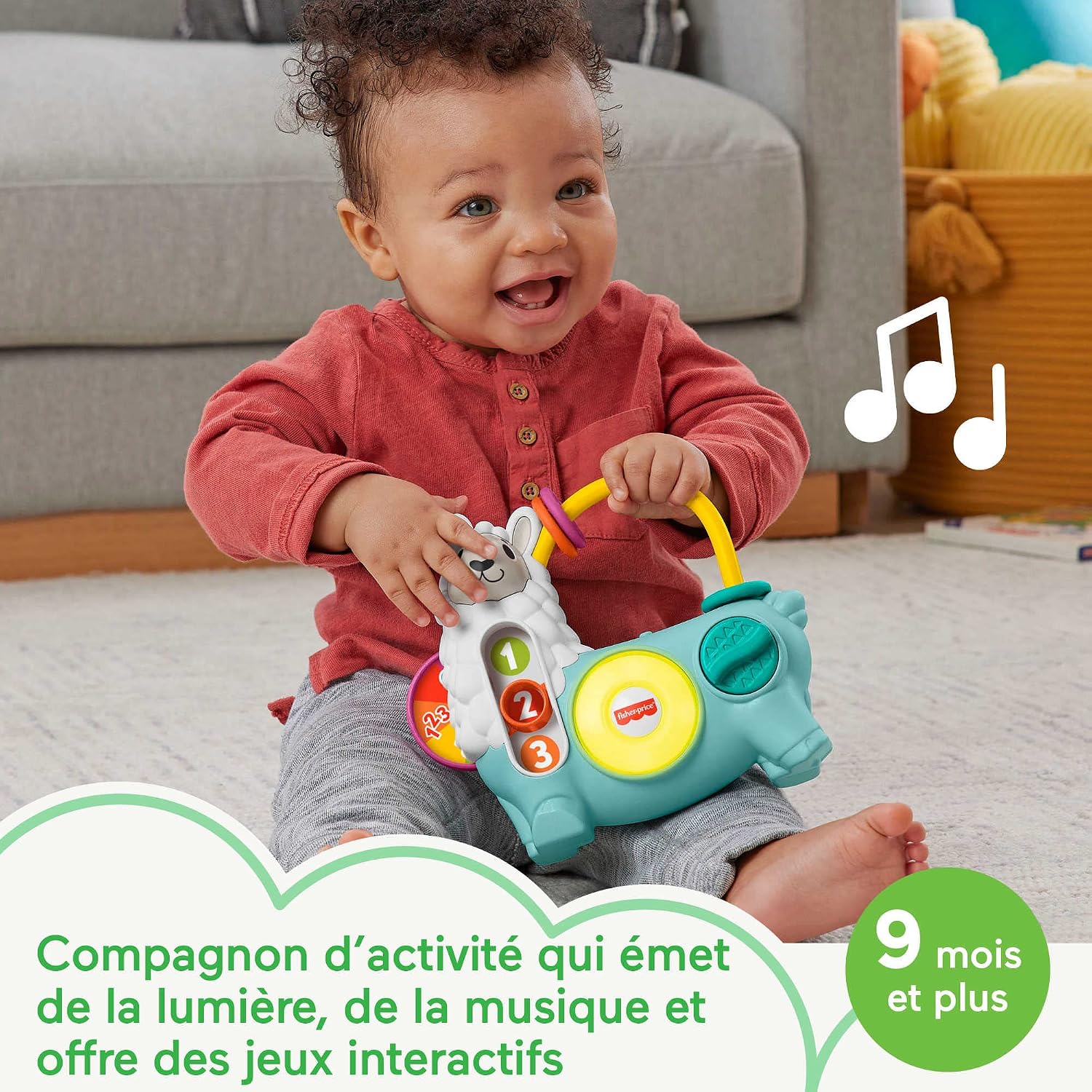 Fisher-Price Linkimals Emma le Lama, version française, jouet électronique pour bébé et tout-petit, jouet lumineux et musical, Jouet Éveil, Dès 9 mois, HNM89 – Image 6