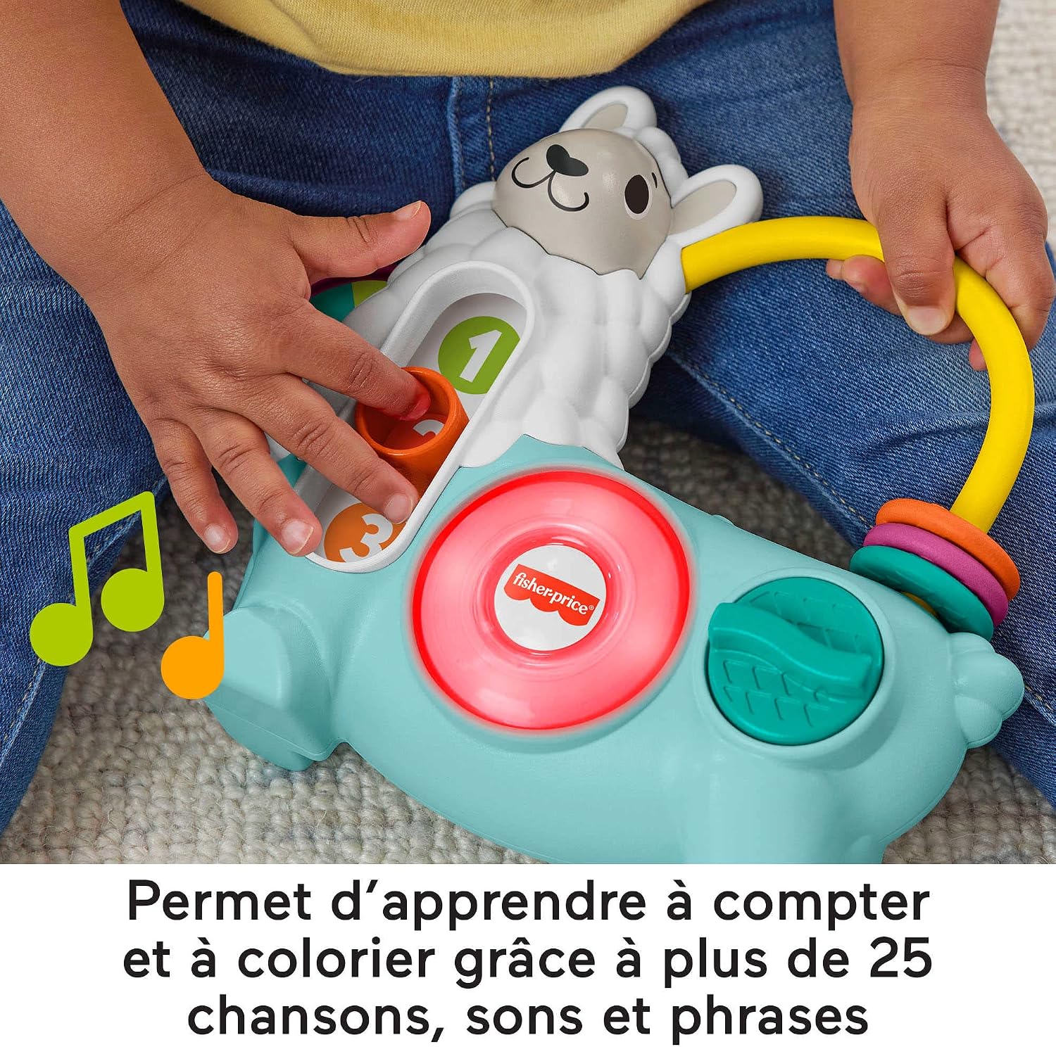 Fisher-Price Linkimals Emma le Lama, version française, jouet électronique pour bébé et tout-petit, jouet lumineux et musical, Jouet Éveil, Dès 9 mois, HNM89 – Image 7