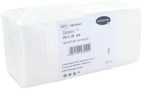 Hartmann - Carrés de Soin 50g Octolin - 20 x 18 cm - Sachet de 100 pièces