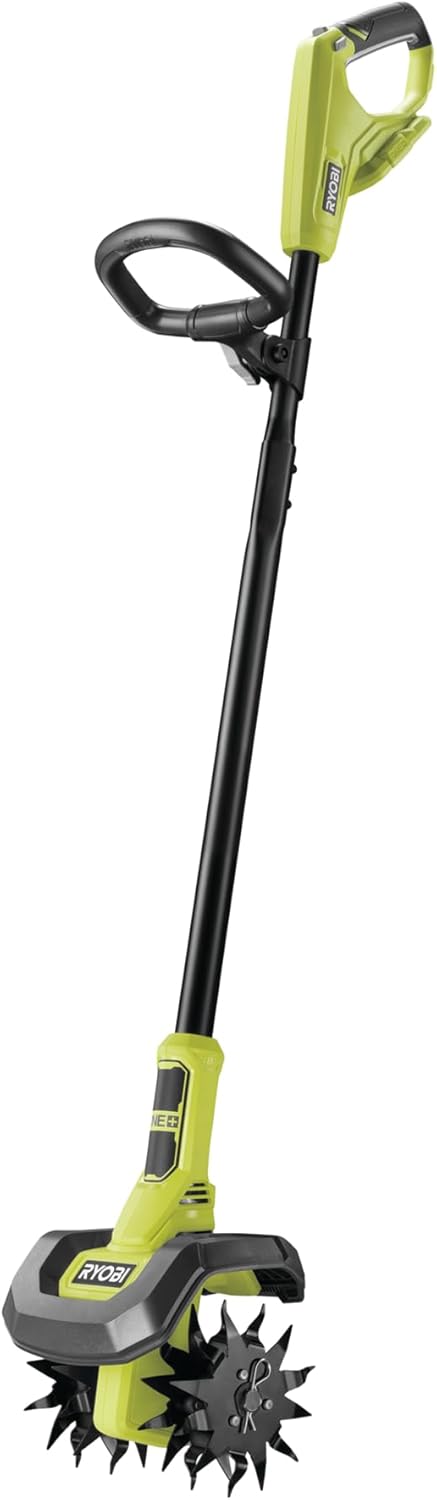 RYOBI - Bineuse sans Fil 18V One+ RY18CVA-0 – 4 Lames Acier, Largeur Ø20cm, Hauteur Adaptable, Idéale pour Petits Massifs et Potagers – Batterie Non Incluse