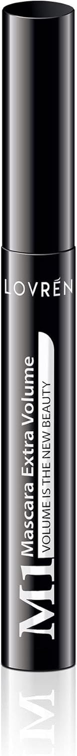 Lovren Mascara M1 Extra Volume, Volumisant et courbant sans nickel Parabène, Dermatologiquement testé, réalisé avec des cires naturelles, noir, 10 millilitres