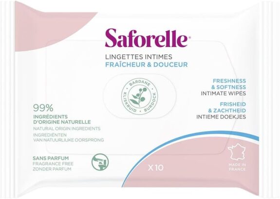 Lingettes Intimes Jetables Ultra Douces x10 Format Poche Saforelle