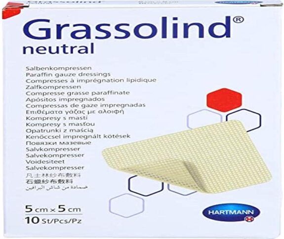 Hartmann 10 Grassolind Compresse Pansements Gras Neutres 5 x 5 cm Pack de 10