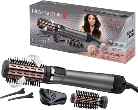 Remington Brosse Soufflante Rotative Keratin Protect, 3 Accessoires, AS8811
