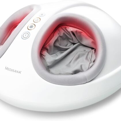 Medisana FM 888 Appareil de massage shiatsu pour les pieds, électrique, fonction lumière rouge, fonction chaleur, 2 vitesses, massage shiatsu et compression pour les pieds et la plante du pied