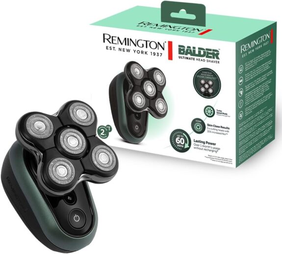 Remington Rasoir électrique [Spécial Tête rasée/chauve Fonction Turbo] RX7 Ultimate (Ultra Rapide, 5 têtes Flexibles, Résultat Précis, Tondeuse rétractable,Wet&Dry, Sans Fil 60min, Charge USB) XR1600