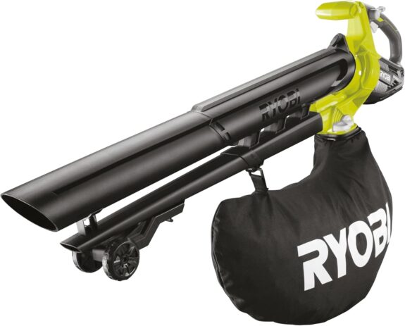 RYOBI - Aspirateur Souffleur Broyeur sans Fil 18V One+ OBV18 – Vitesse 201 km/h, Sac 45L, Fonction Broyage – Nettoyage Feuilles, Déchets Verts – Batterie Non Incluse