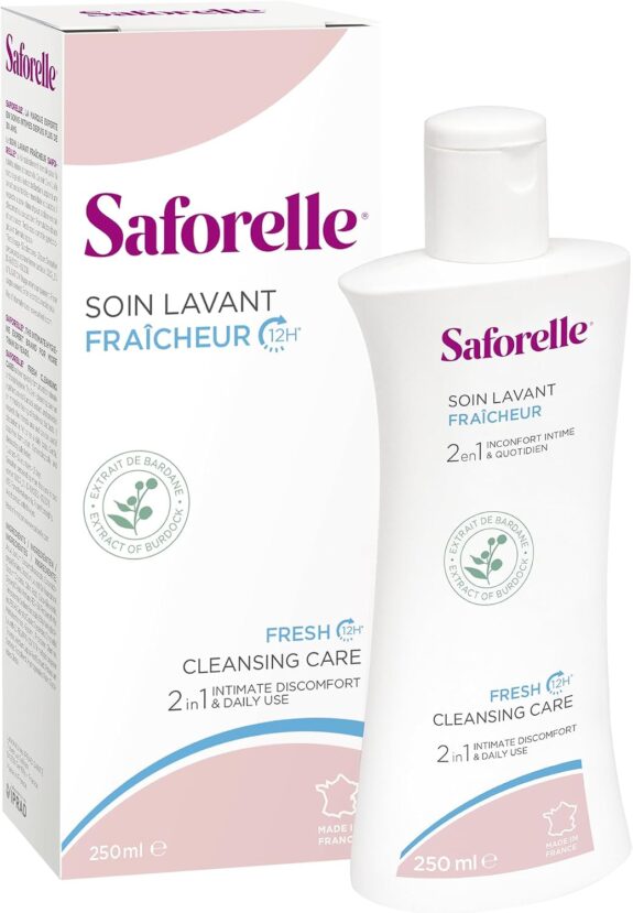 SAFORELLE – Soin Lavant Fraîcheur 250 ml – Gel Intime et Corps à la Bardane – Sensation de Fraîcheur – Peaux sensibles - Formule Douce Sans Savon