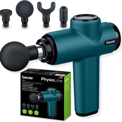 Beurer MG 99 pistolet de massage maniable avec 4 accessoires, massage puissant des points de déclenchement, relâchement des tensions, appareil de massage musculaire compact avec 5 niveaux d'intensité