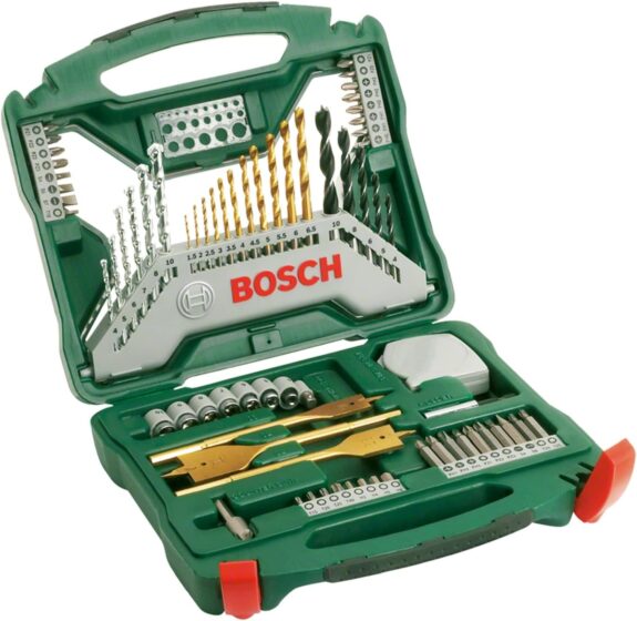 Bosch 70 pièces Ensemble de forets et de tournevis en titane X-Line (pour bois, pierre et métal, accessoires perceuses)