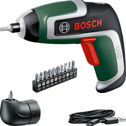 Bosch Visseuse compacte sans fil IXO Kit (7e génération ; 3,6 V ; 2,0 Ah ; 5,5 Nm ; adaptateur de renvoi d'angle incluse ; câble micro-USB ; visse jusqu'à 190 vis; livré dans un carton)
