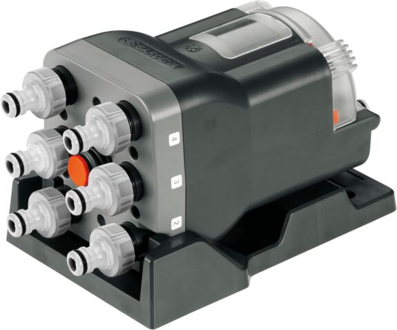 Gardena Sélecteur automatique : distributeur à 6 voies, fonctionnement facile, peu encombrant, utilisation flexible, idéal même pour basse pression d'eau, filetage mâle 3/4 Pouce