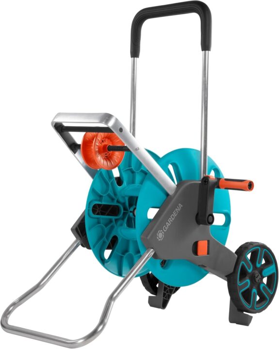 Gardena Dévidoir CleverRoll M Easy : dévidoir sur roues d'une capacité de 60 m, particulièrement stable, avec guidage confortable dans un cadre métallique robuste, montage sans outil