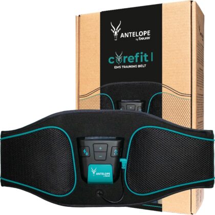 Beurer Corefit I by Antelope Ceinture d'entraînement EMS, stimulation des muscles abdominaux, soutien du développement musculaire, 9 programmes d'entraînement,4 électrodes, pour hommes et femmes
