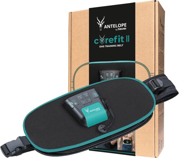 Beurer Corefit II by Antelope Ceinture d'entraînement, stimulation ciblée des muscles abdominaux et dorsaux, efficace pour la construction musculaire et la combustion des graisses, 9 programmes