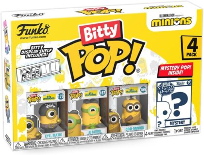 Funko Bitty Pop! 4 Pack: Minions - Eye-Matie, Cro-Minion, Au Naturel | Goodies Officiels Cartoon/Animation - Mini Figurines 2,2 cm avec Présentoir - Déco Gâteau, Pochette Surprise et Petit Cadeau