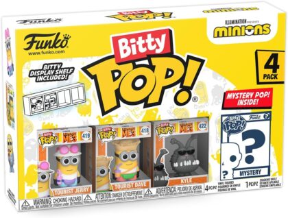 Funko Bitty Pop! Minions - Young Gru 4PK - Young Gru, 70’s Bob, Pet Rock Otto et Une Mini-Figurine Mystère en Surprise - 2.2 Cm - Minions 2 Collectionnable - Étagère Empilable Incluse