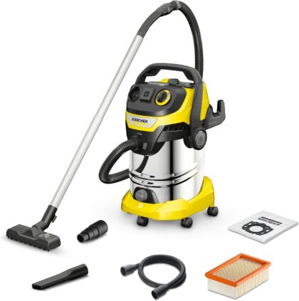 KÄRCHER Aspirateur Multifonction WD 6 P S V-30/6/22/T, Fonction Soufflerie, Puissance : 1300 W, Cuve : 30 l, Flexible : 2,2 m, avec Prise, Tube et Adaptateur pour Outils, Filtre, Suceur Sol/Fentes